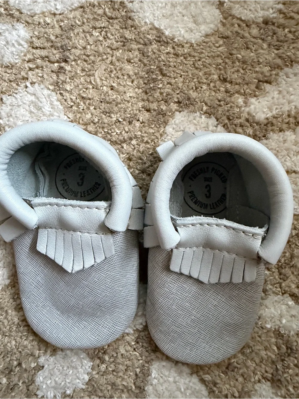 Freshly Picked Gray Moccasins Size 3